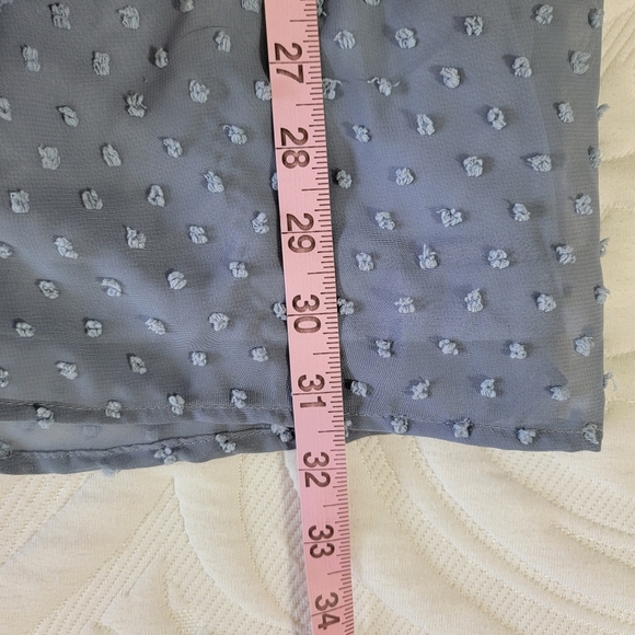 NWT Lulus Much Love Light Blue Swiss Dot Long Sleeve Tie Front Mini Dress XS - Picture 12 of 12